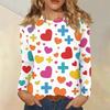 Женский модный пуловер с круглым вырезом и длинными рукавами с принтом сердечек ко Дню святого Валентина