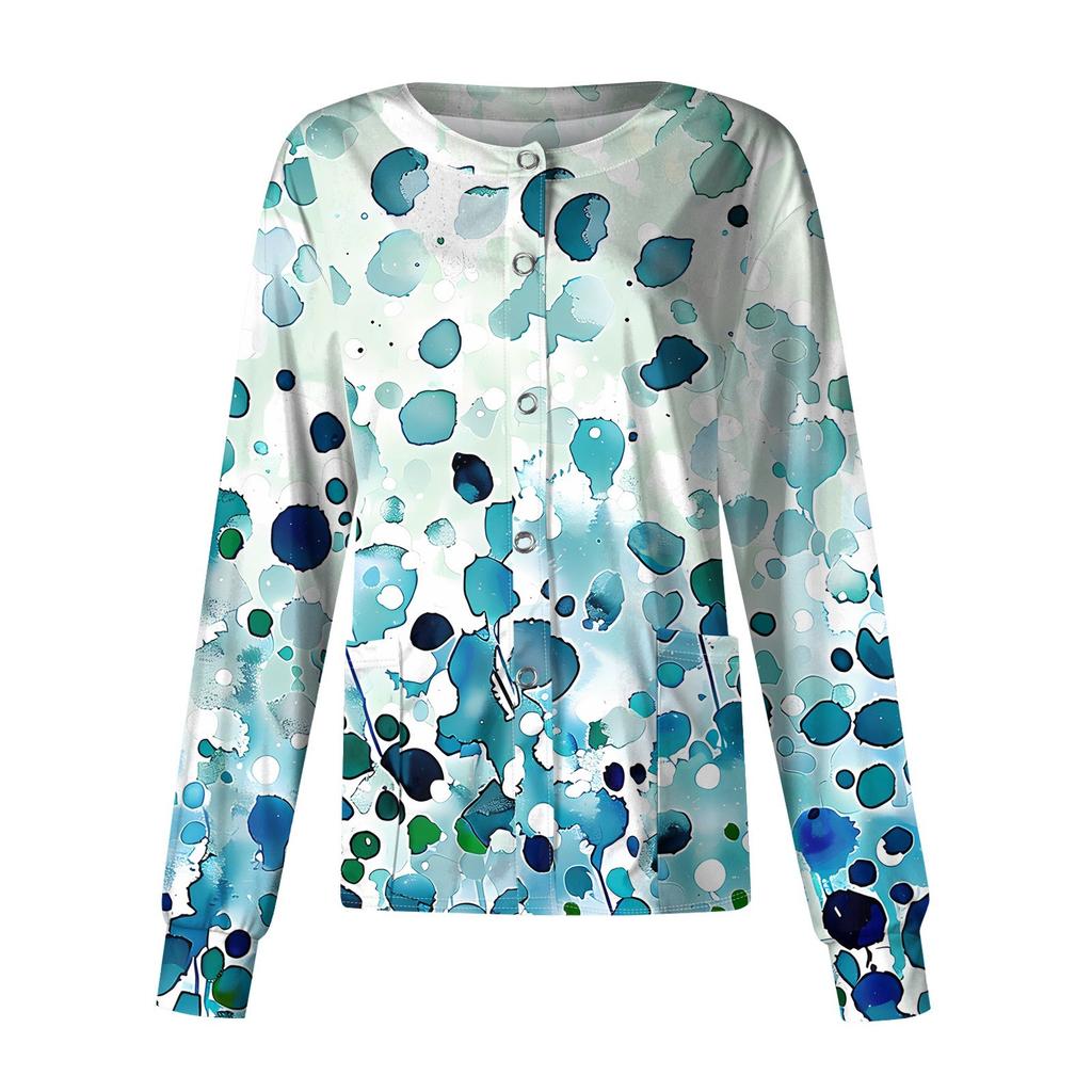 Женский повседневный однобортный однобортный защитная одежда с длинными рукавами и цветочным принтом, кардиган, топ