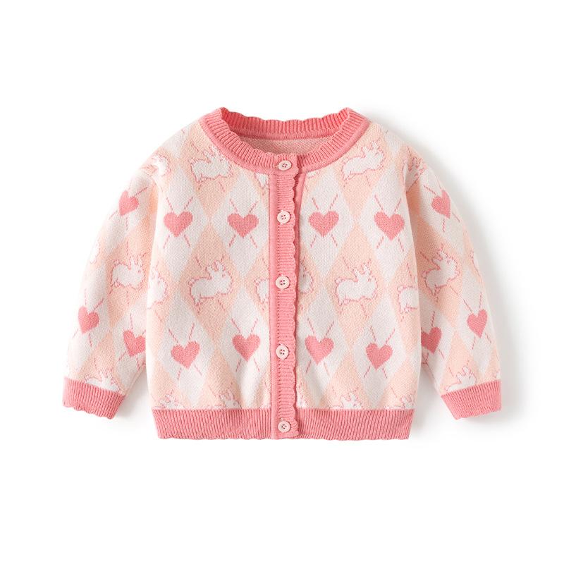 Дети любят кролика чистый хлопок свитер весна и осень девочка милый свитер кардиган пальто