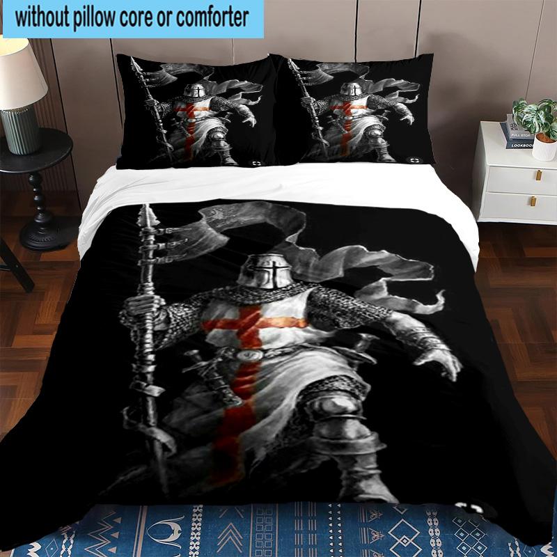3PCS Knightly Crusader Armor 3pcs Bedding,Including 3PCS Duvet Cover And 2pcs Pillowcases Perfect for Christmas,Ideal for Bedroom, Dormitory