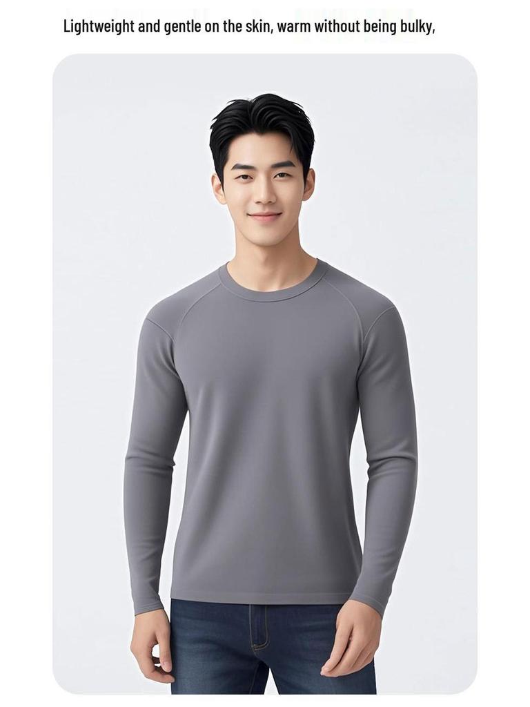 Men's Wool Air Layer Sporty Raglan T-Shirt - Warm Korean Style Cold-Proof Base Layer