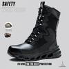 Indestructible Work Boots Men Steel Toe Shoes High-Top Boots Anti Puncture Non Slip Work Shoes Wear-resisting Safety Shoes