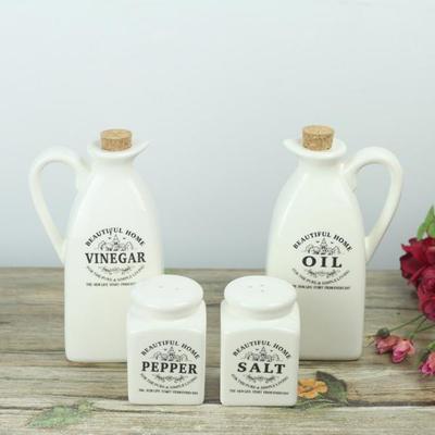 Белый керамический набор из 4 шт. для масла, уксуса, соли, перца, кухонный инструмент, гаджет