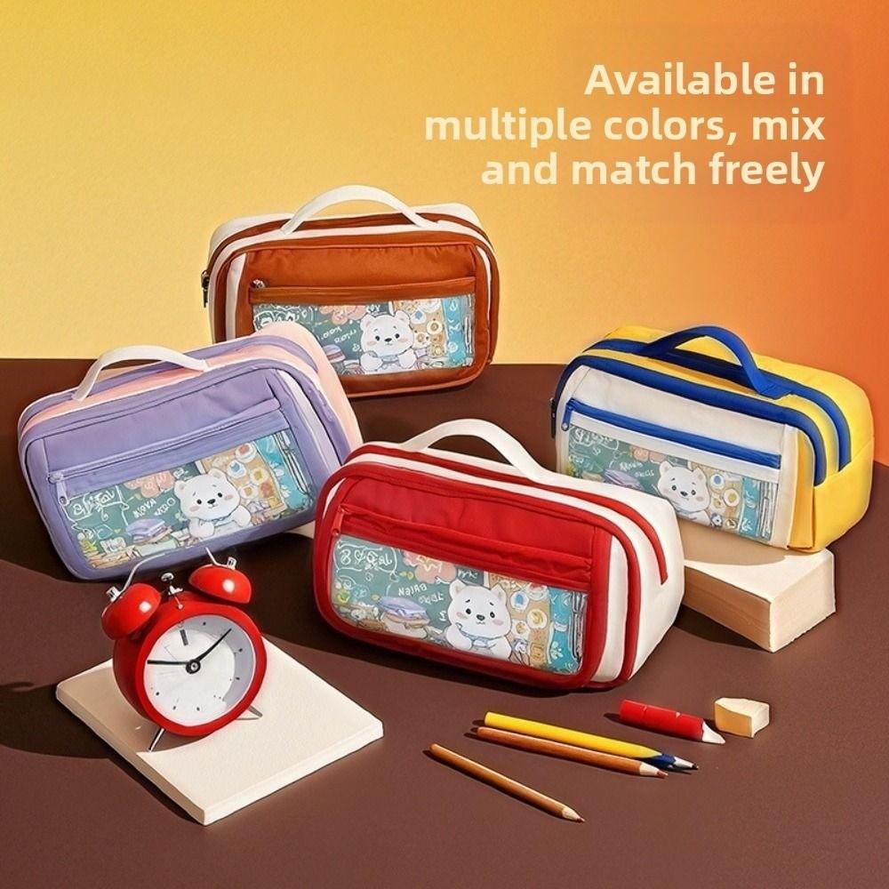 Bear 9 Layers Pencil Case Large Capacity Pen Organizer Pouch Trendy Pencil Storage Bag Kids Gift