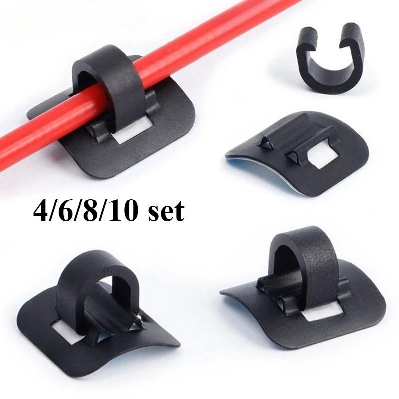 4/6/8/10Pcs C Shape Guide Cable Tube Fixed Clamp Self-adhesive Bicycle Shift Brake Fixing Clamp Stick-on Oil Tube Frame Buckle Fuse Holders1
