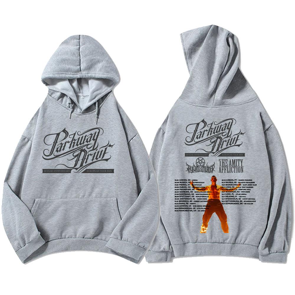 Parkway Drive 20-летний юбилейный европейский тур 2025 Толстовки Мода рок-группы Графические свитшоты Зимний флис Мужские пуловеры