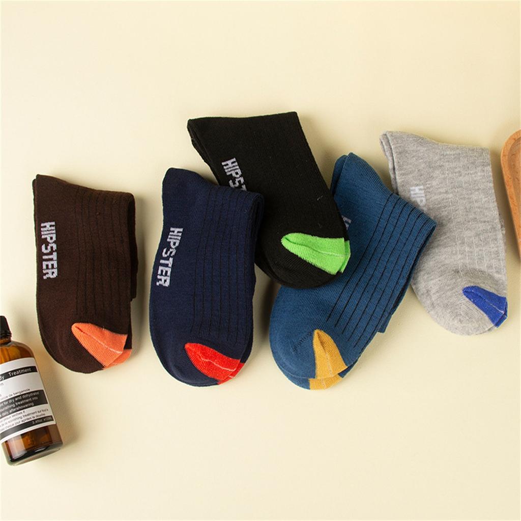 Women Colorful Bright Flower Socks In Tube Casual Cotton Socks 5pc