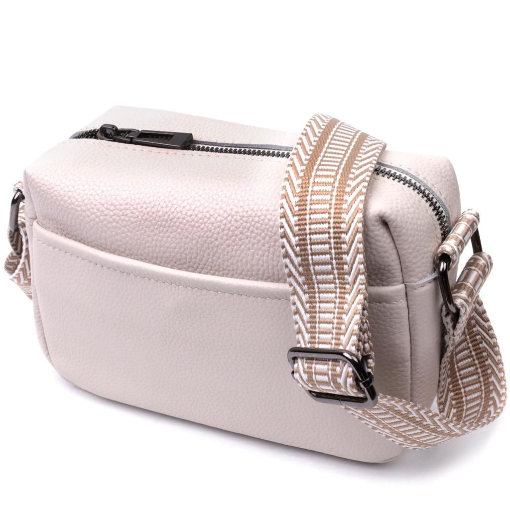 Women's Bag with One Compartment Made of Genuine Leather Vintage 22602 White