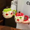 Милая керамическая чашка для воды Apple с крышкой для подарков на день рождения девочкам для лучшей подруги с высокой внешностью практичная подарочная кружка