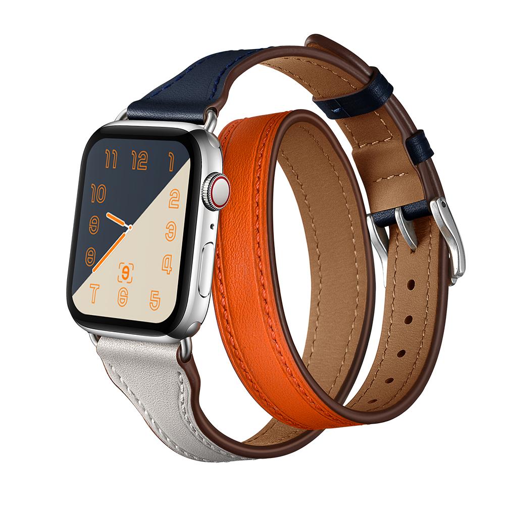 Двойной тур для Apple Watch, ремешок 40 мм, 44 мм, 38 мм, 42 мм, итальянский ремешок для часов из натуральной кожи, ремень-браслет iWatch serie 3, 4, 5, se 6, ремешок
