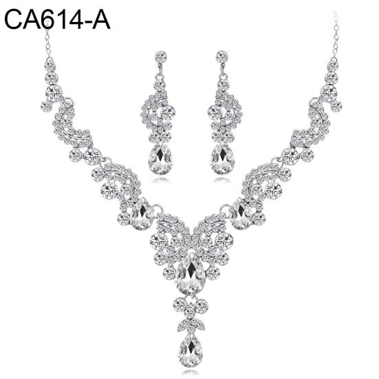 Женский комплект ювелирных украшений, элегантные серьги-капли со стразами, свадебное ожерелье, серьги