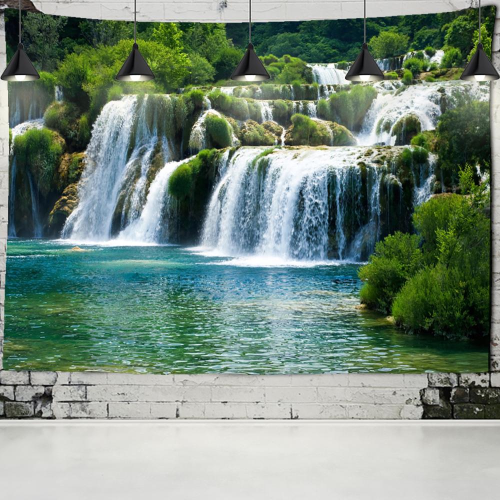 Водная Занавеска Пещера Водопад Гобелен Настенный Богемный Пейзаж Хиппи Психоделическое Искусство Домашний Декор