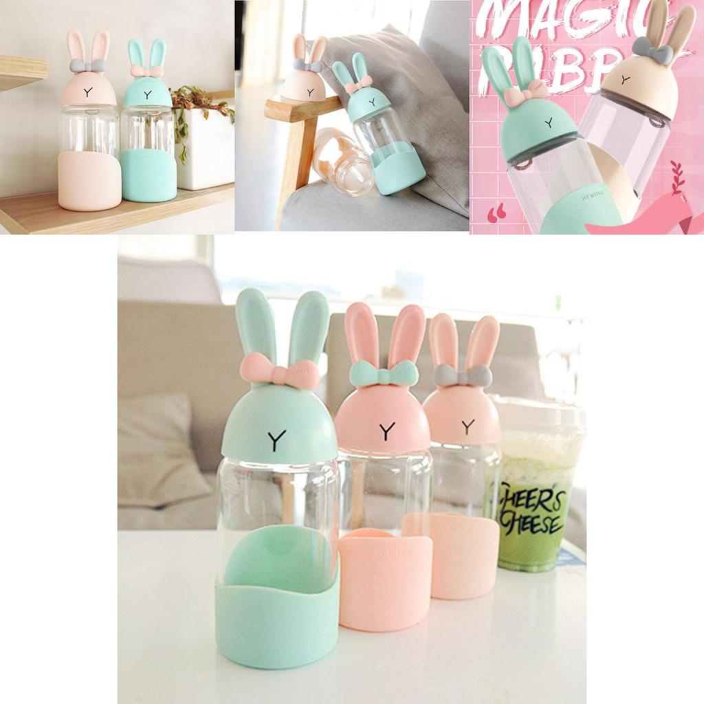 Очаровательная стеклянная бутылка для воды с кроликом для девочек, дорожная кружка с кроликом, чашка для сока