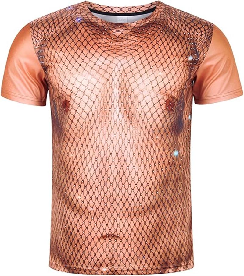 Interesting Muscle Men's 3D Printed T-shirt Breatha Parody Cosplay Men's Short Sleeved Top Summer Outdoor Street Round Neck Clothing