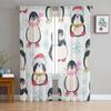 Прозрачные шторы с милыми пингвинами, нарисованные вручную, для гостиной, детской спальни, тюлевые шторы, кухонные шторы для окон