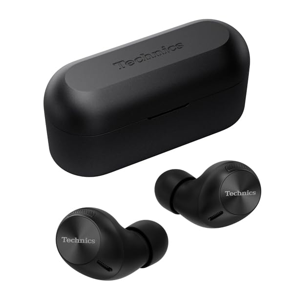 Technics Wireless Earphones Black Bluetooth Noise Canceling 3 Units Multipoint IPX4 LDAC Compatible High Resolution Sound Quality Playback App