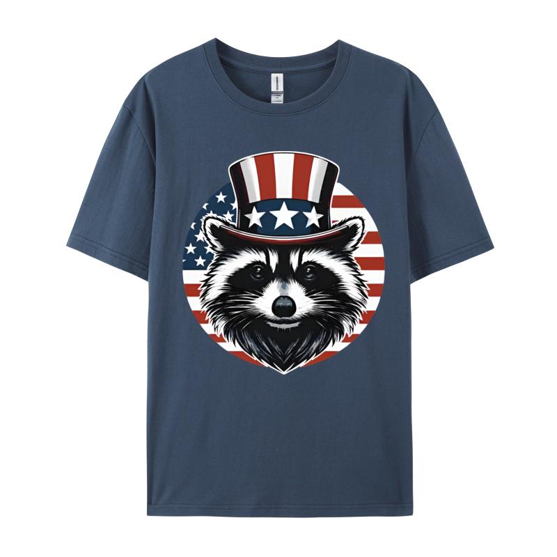 Raccoon Patriotic America 4th Of July TShirts Funny Cotton Tees Printing Tops Tee Loose TeeShirt Unisex Top Tshirts