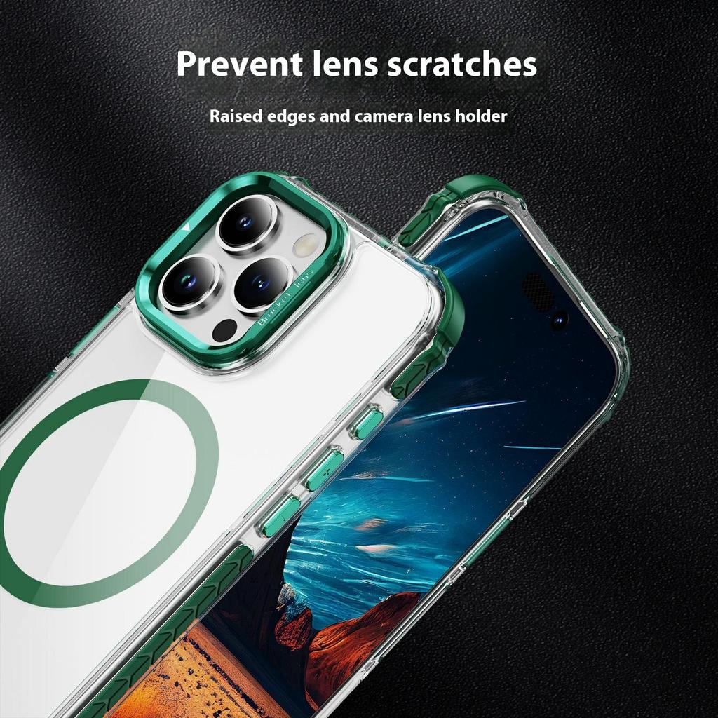For iPhone 14 Pro Clear Phone Case with Lens Kickstand Cover Compatible with MagSafe