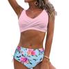Women Two Piece Sets Floral Printed Beachwear High Waist Bikini Swimwear