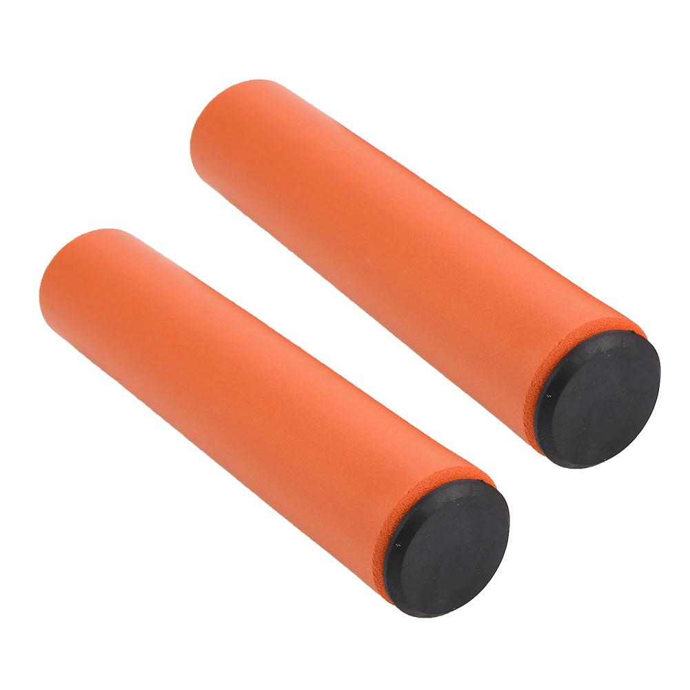 1 Pair Bicycle Handlebar Grips Anti skid Shock Proof Silicone Bike Grip With End Plugs Orange
