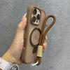 For Magsafe Ring Magnetic Stand Holder Matte Case For 17 16 Pro Max 15 14 13 12 11 Wrist Strap Cord Shockproof Hard Cover