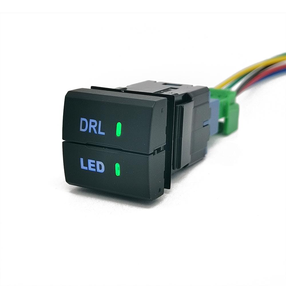 1PC Car Modified Dual Switch LED DRL Fog Light Spotlight Radar Switch Button with Wire for Toyota Prado Senna LC300 Accessories