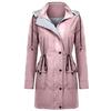 Women Solid Rain Jacket Outdoor Plus Size Waterproof Hooded Windproof Loose Coat