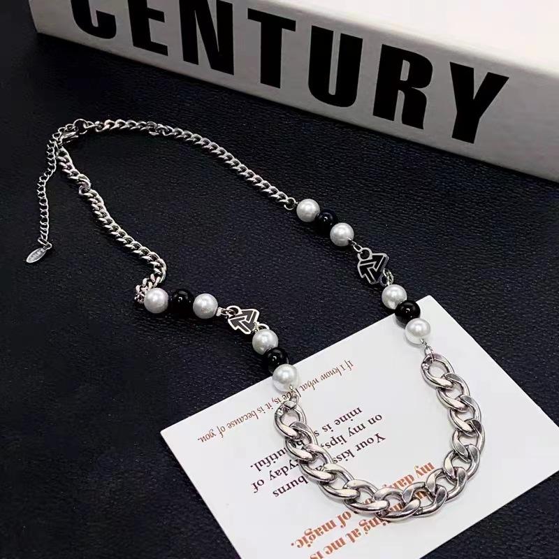 Square agate necklace men's hiphop men's and women's trend ins American hip hop high street cold wind accessories
