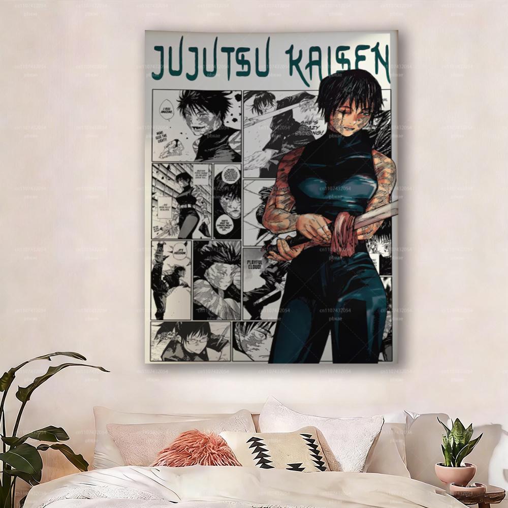 1 шт. Гобелен на стену Jujutsu Kaisen Маки Зенин Аниме Манга Арт Настенное панно для спальни общежития гостиной Декор для фанатов