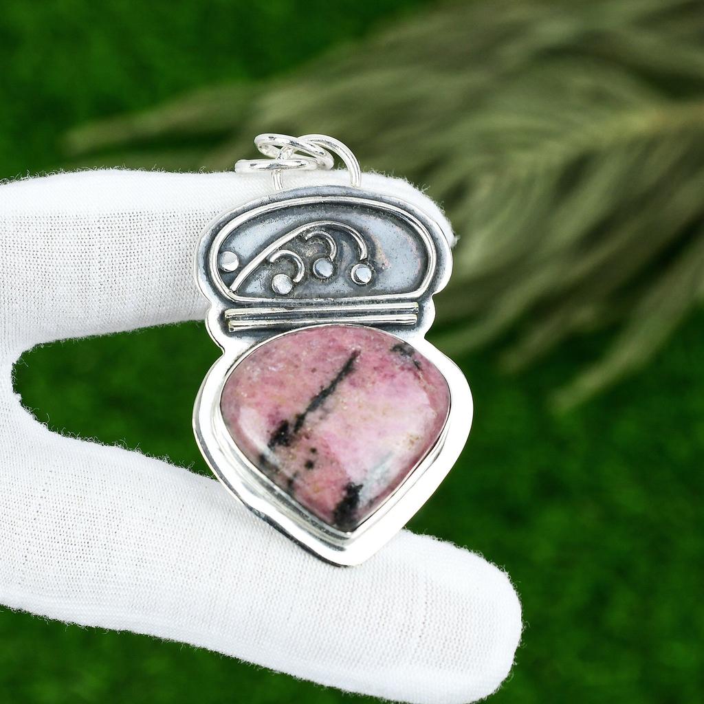 Friendship Day Sale 925 Sterling Silver Natural Rhodonite Anniversary Pendant