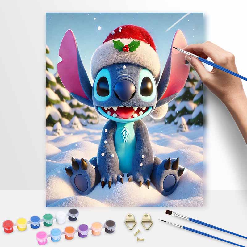 Disney Рождественский Стич Набор для Рисования Своими Руками Классический Стиль Декор для Дома Поделка Идея для Подарка Холст Настенное Искусство Зимний Праздник Набор для Раскрашивания Раскрашивание