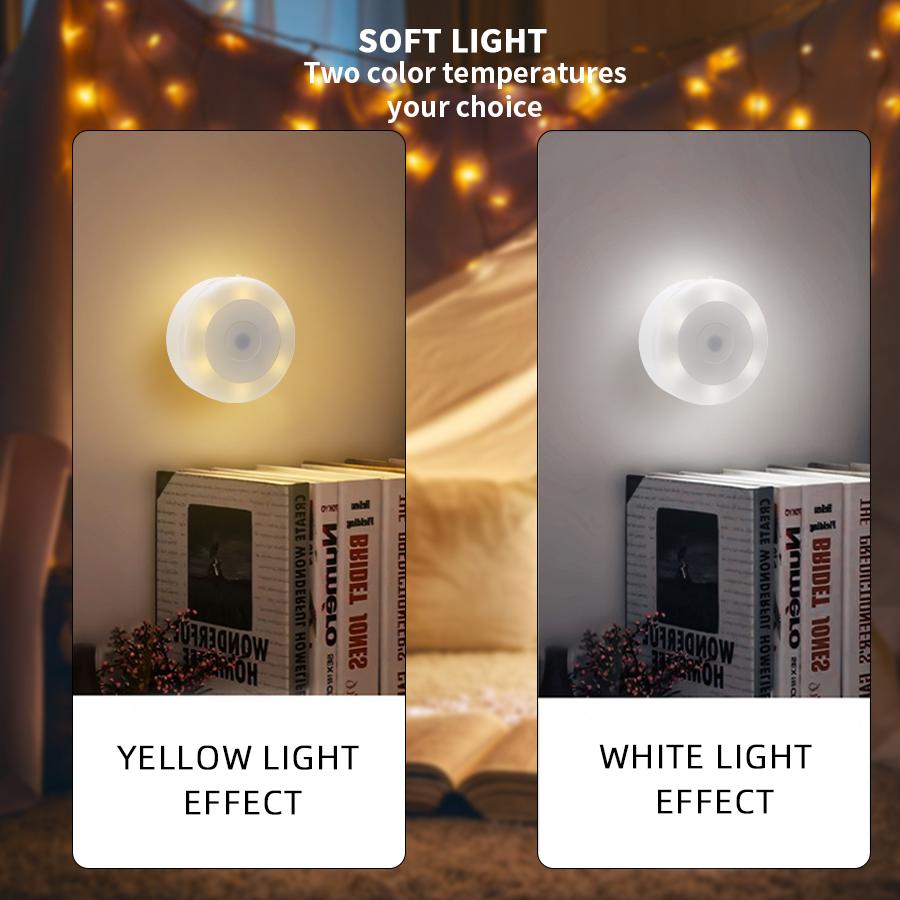 Светодиодные ночные светильники с сенсорным управлением, белый/теплый свет, аварийное освещение, зарядка через USB, беспроводное магнитное присоска, ночной фонарь