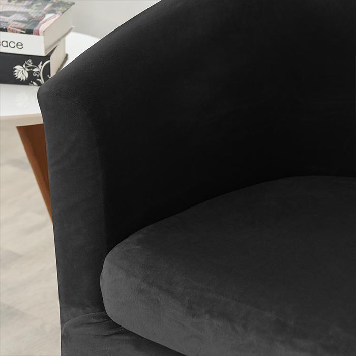 Club Armchair Cover, Velvet, Black