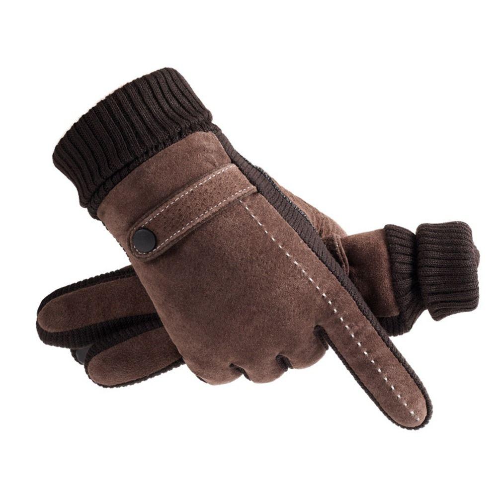 Windproof Thicken Warm Non-slip Riding Glove Men Gloves PU Leather Winter Gloves Korean Mittens
