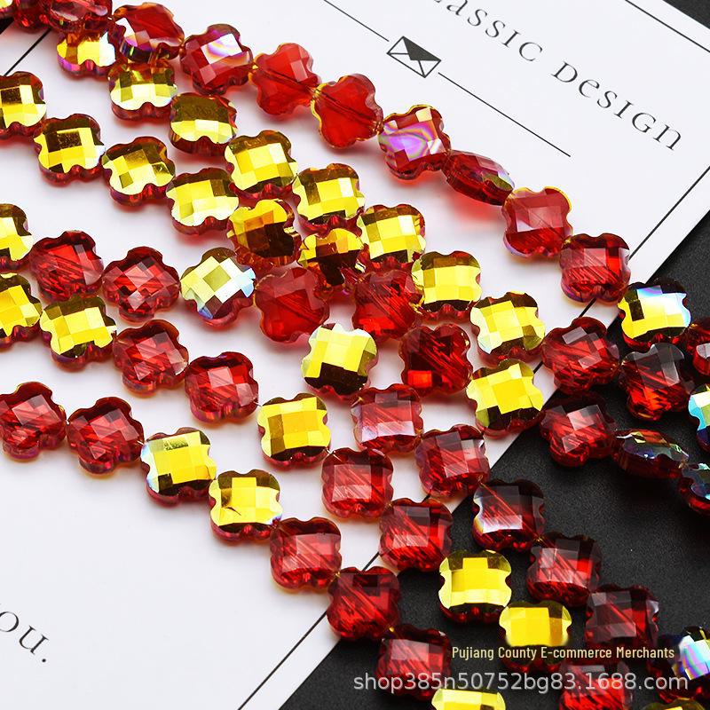 Гальванизированные хрустальные бусины в форме четырехлистного клевера для создания украшений и аксессуаров для волос своими руками.