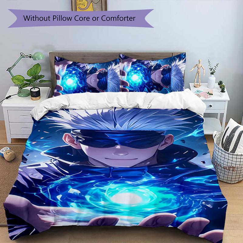 3pcs Gojo Satoru (2) Design Cover Set - HD Printed Bedding with 1 Cover and 2 Pillowcases - Perfect for Home and Dorm Decor