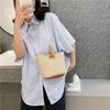 1 Pcs Women's Handheld One Shoulder Diagonal Straddle Bag Summer New Fashion Versatile PP Woven Chain Bucket Bag