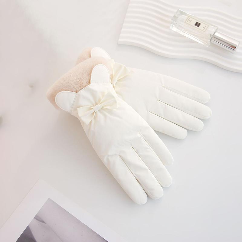 Woman Winter Warmer Cute Panda Plush Velvet Touch Screen Gloves Girls Outdoor Skiing Riding Mittens