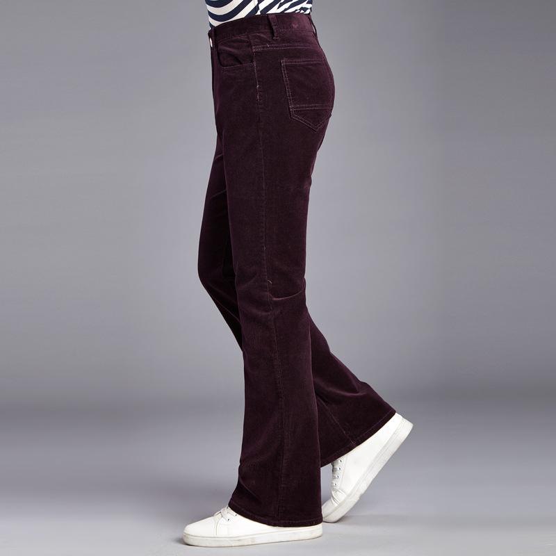 Men's Spring & Autumn Flared Corduroy Pants – Korean Style, Stretch Slim Fit