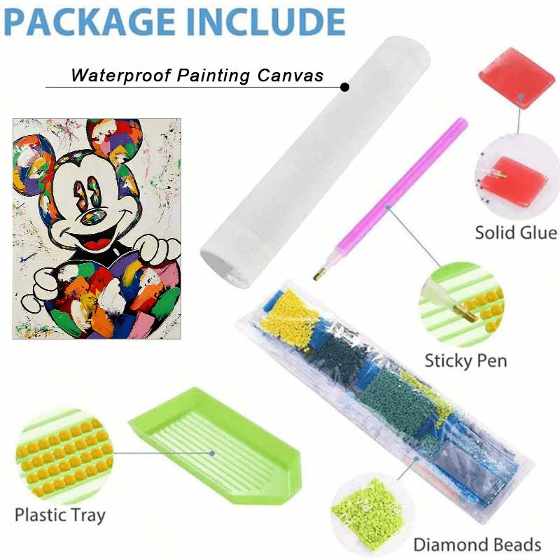 Disney Diamond Painting Set Classic Colorful Mickey Home Decor Craft, Perfect Handmade DIY Gift Idea