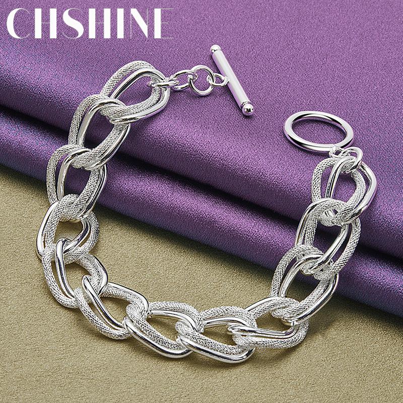 CHSHINE 925 стерлингового серебра гладкий матовый двойной браслет цепи модный шарм свадебная вечеринка высокое качество для женщин ювелирные изделия