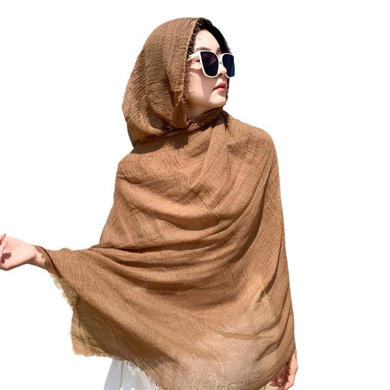Qinghai Lake Chaka Salt Lake Desert Summer Big Red Tourism Cotton and Line Scarf Women's Sunscreen Shawl Ethnic Style Silk Scarf