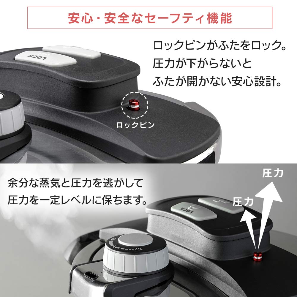 Скороварка Utility Iris Ohyama, совместимая с внутренними весами, в комплекте книга и стеклянная крышка, предохранительный замок давления, серебристый [Экономьте счета/Экономьте время]