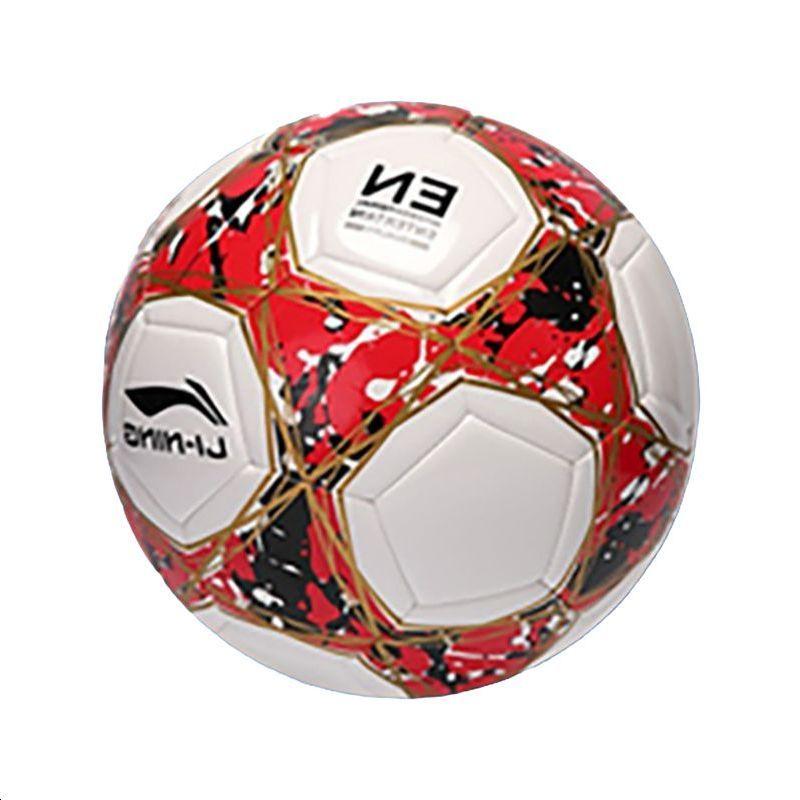Li Ning Футбольный мяч размера 5, ТПУ, Машинная строчка, Унисекс, Красный Черный Белый LFQK671-G2