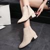 Ankle Boots Women Autumn Chunky Low Heel All-match Short Botas Solid Size Zipper Female Shoes Casual Black Botas