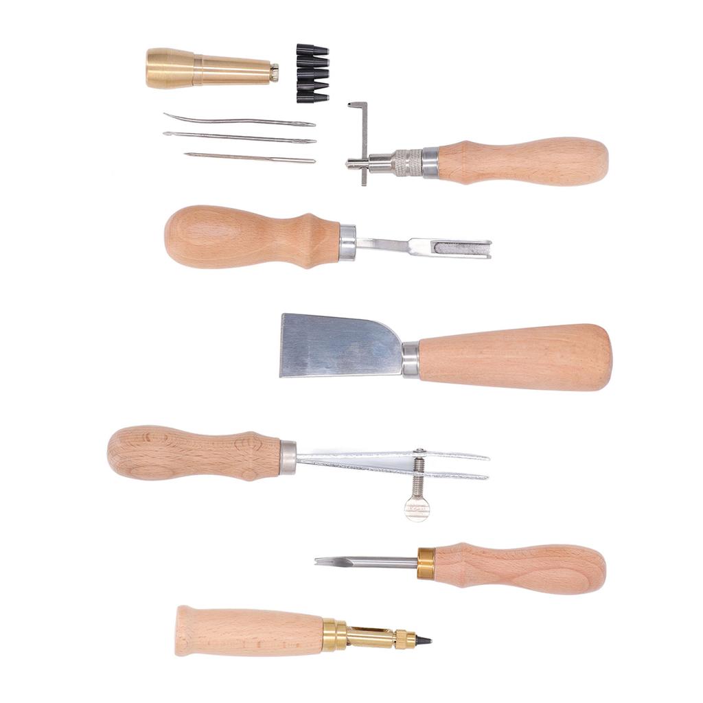 Набор инструментов для работы с кожей, цветной изогнутый набор для рукоделия из кожи, сшитый вручную, набор кожаных изделий