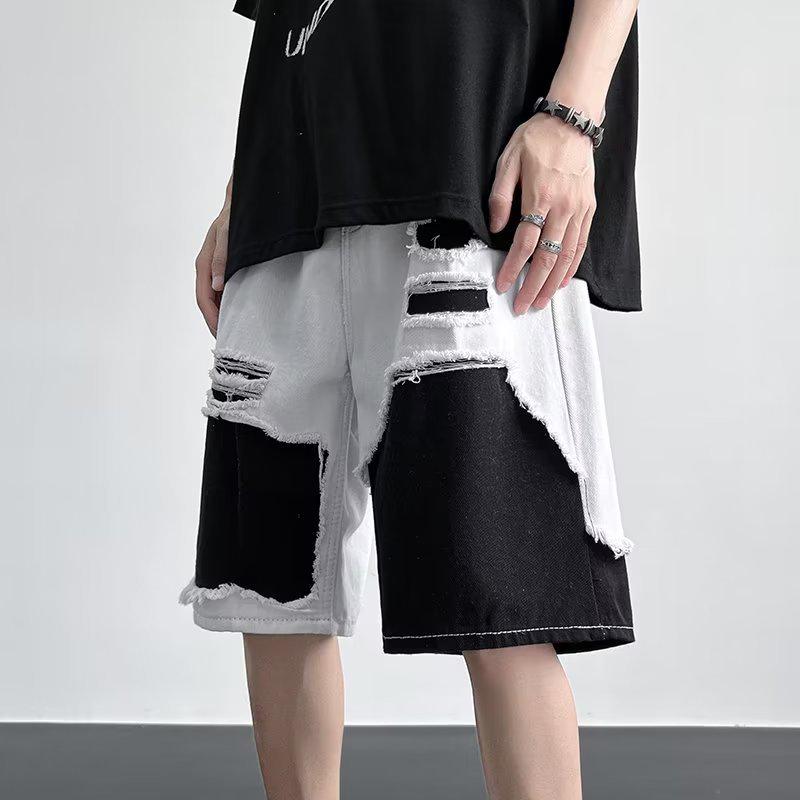 Расклешенные черно-белые мужские джинсы — американский стиль, дизайн Mandarin Duck, стильные широкие штанины уличного стиля.