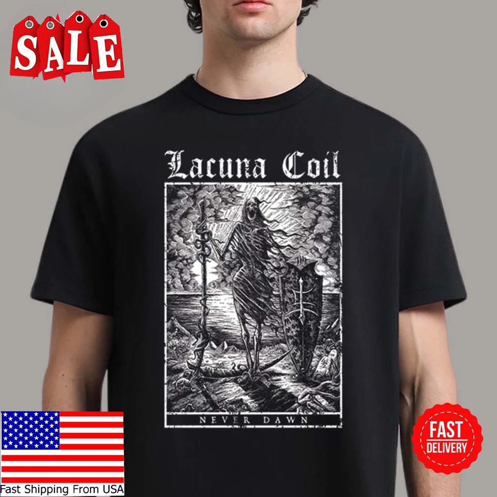 Lacuna Coil Sleepless Empire Album Merch Never Dawn T Shirt Full Size S-5XL Unisex T-Shirt