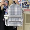 Школьный рюкзак для путешествий, клетчатый, большой вместимости, винтажный универсальный школьный рюкзак для женщин, клетчатый повседневный рюкзак для commuters, рюкзак с нишевым дизайном