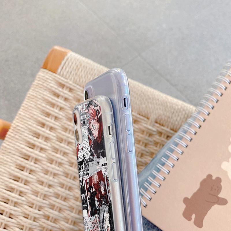 Мягкий прозрачный силиконовый чехол с рисунком аниме для Samsung A55 M35 S24 Xiaomi Redmi Note 13 Poco C65 iPhone Camera Противоударный защитный чехол